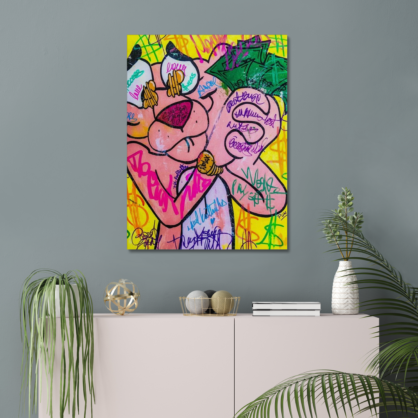 Having A Good Day Pink Panther Wall Canvas Art