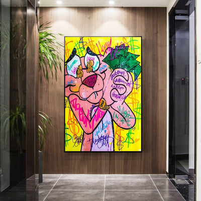 Having A Good Day Pink Panther Wall Canvas Art